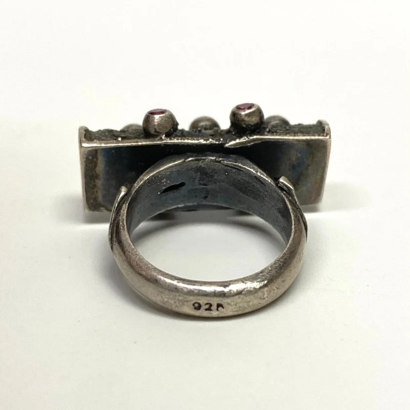 Vintage Ruby & Sterling Silver Cocktail Ring