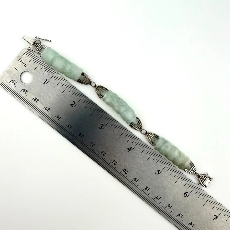 Designer Sterling Silver Light Green Natural Jade Bangle Bracelet - China LEC