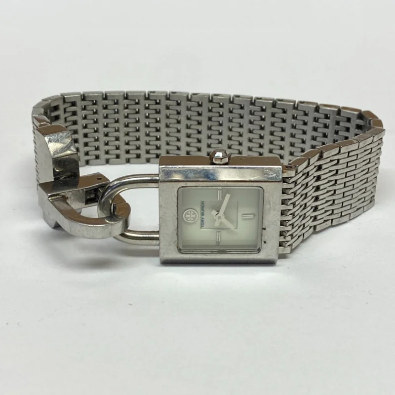 TORY BURCH Surrey Silver-tone Chain Lock Bracelet Watch