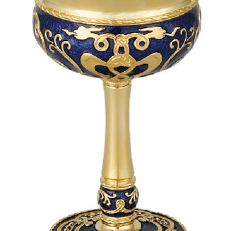 Russian silver 925 & 24k Gold Plated Wine Chalice Enamel Small Bird Filigree