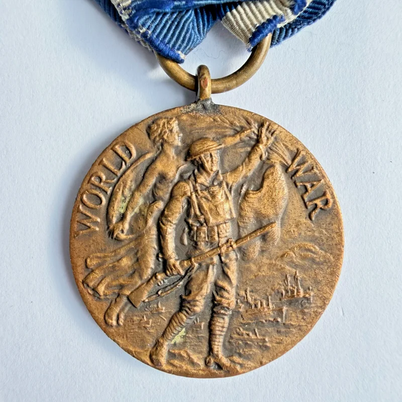 Lot of 4 Original US WWI Bronze Medals — Victory + Service Medals with Ribbons