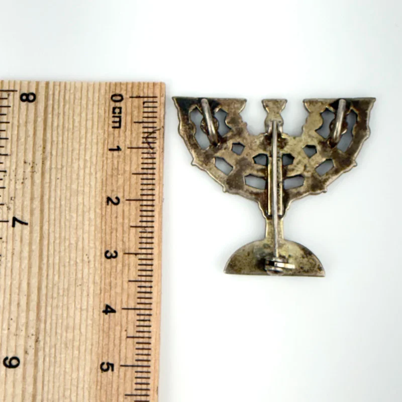 Vintage 925 A Silver and Marcasite Jewish Menorah Pendant/Brooch Pin