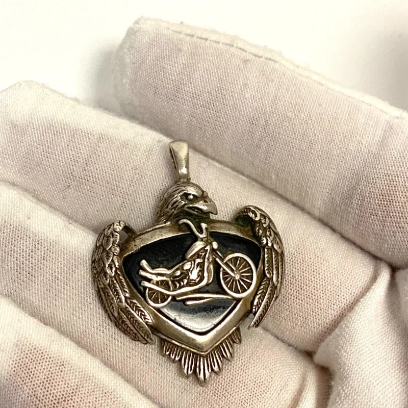 Vintage As Motorcycle Eagle “Live To Ride” Pendant 16.1 Grams