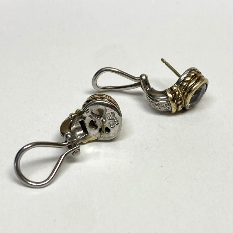  18K Judith Ripka  Designed With Sterling Silver  925 & Gemstone Earrings