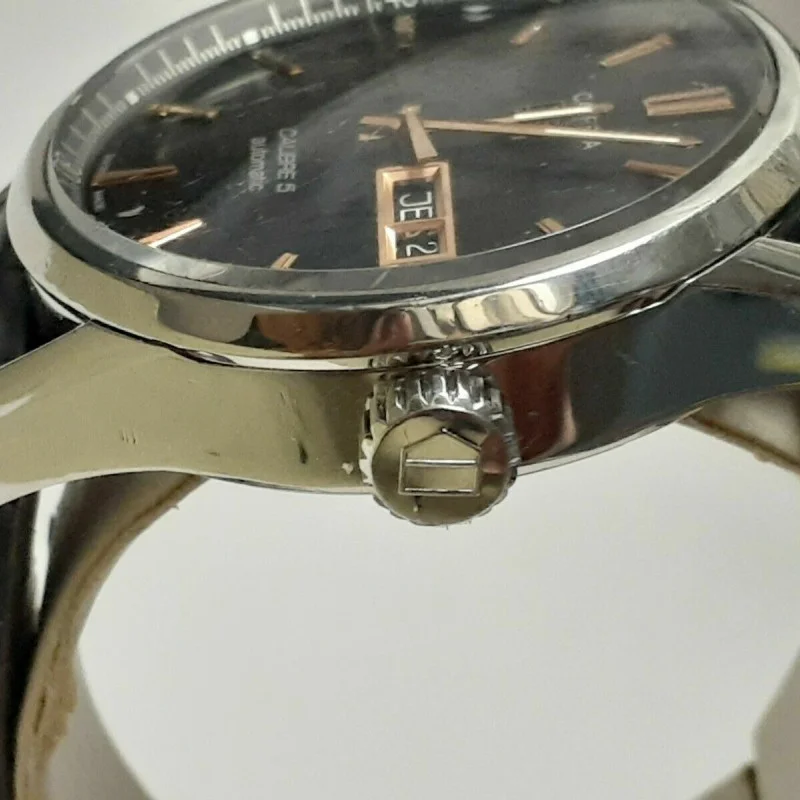 Tag Heuer Carrera Calibre 5 Day-Date Automatic Black Dial Leather 