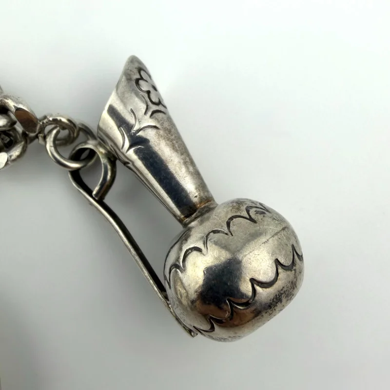 Vintage Sterling Silver Castelan Mexico Charm Link Southwestern Bracelet, 7”