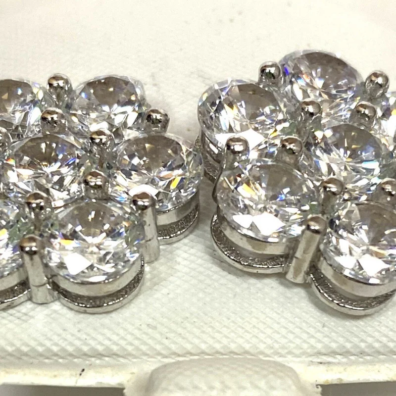 Sterling Silver Designed with Cubic Zuconia Gems Woman's Earrings