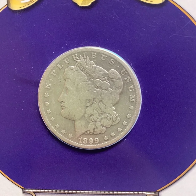 1899 Morgan Silver Dollar and Commemorative Stamp 5c Card Collection