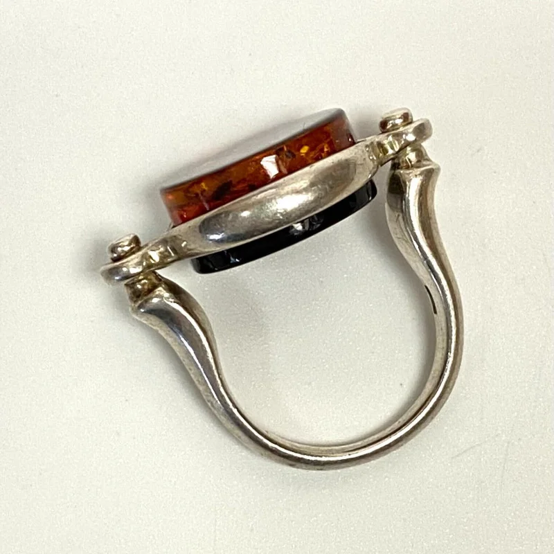 Ring 925 Silver Natural Honey Amber Size 6.25