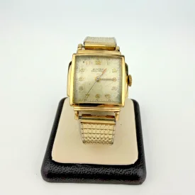 Vintage Winton Shock-Resist Rectangular Gold Filled Watch Mesh Bracelet Swiss