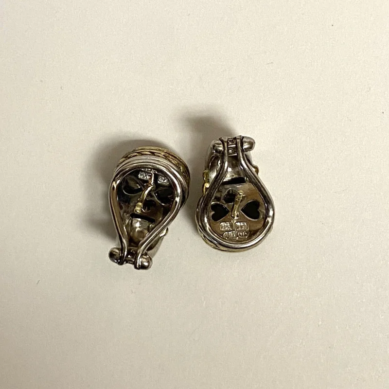  18K Judith Ripka  Designed With Sterling Silver  925 & Gemstone Earrings