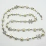 CHANEL A14V 5 CC Crystal Faux Pearl Long Necklace Silver Tone w/ Box