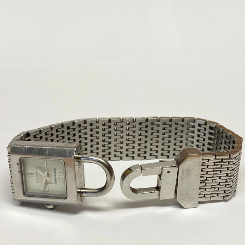 TORY BURCH Surrey Silver-tone Chain Lock Bracelet Watch