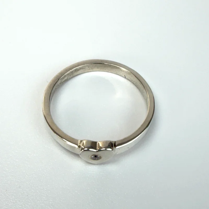 Tiffany & Co. Sterling Silver Paloma Picasso Diamond Modern Heart Ring Size 12