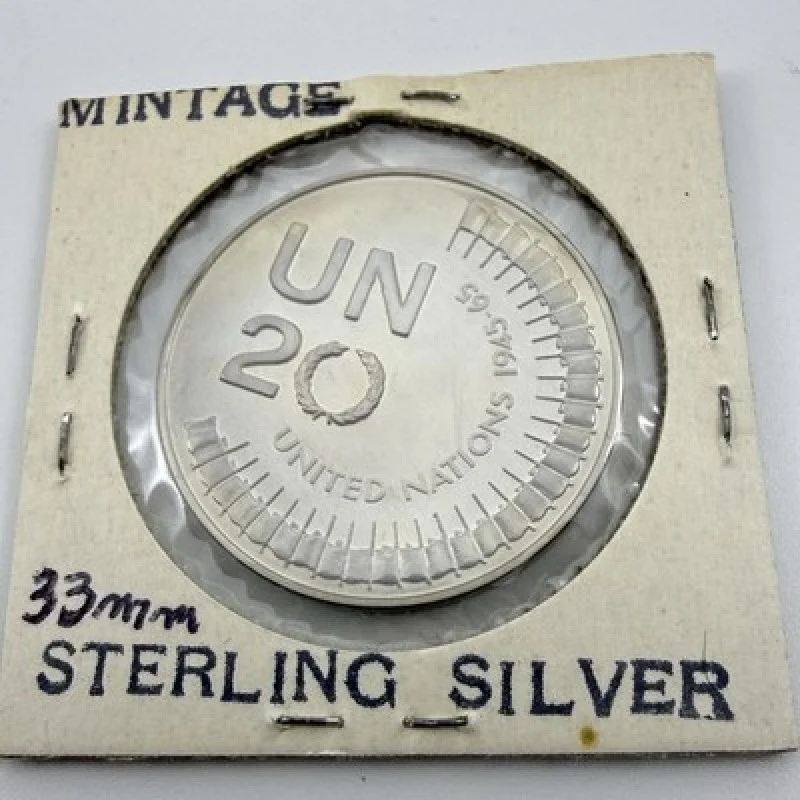 1965 Adlai Stevenson Sterling Silver Heraldic Art Medal 33mm Original Holder UNC