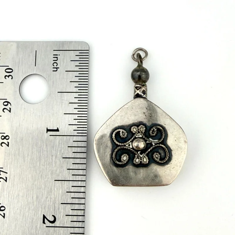 Vintage Israel Sterling Silver Perfume Bottle Pendant with Screw on Top