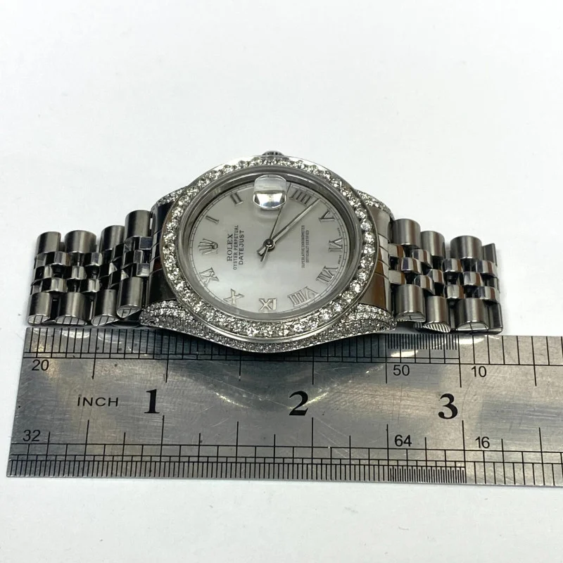Rolex Datejust 36mm Stainless Steel Watch Diamond Bezel-White Roman Dial