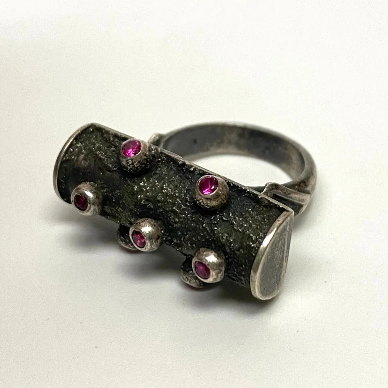 Vintage Ruby & Sterling Silver Cocktail Ring