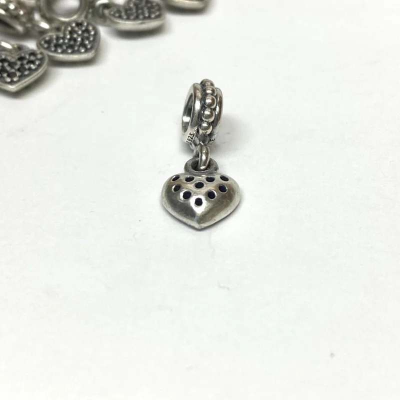 Authentic Pandora Sterling Silver Red CZ Pave Heart Dangle Charm
