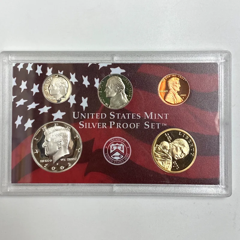 2002 US Mint Silver Proof Coin Set San Francisco 1$, 50C, 10C, 5C, 1C