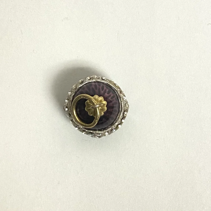 Antique Sterling Silver Green/Plum Colored Diamond Studded Enamel Egg