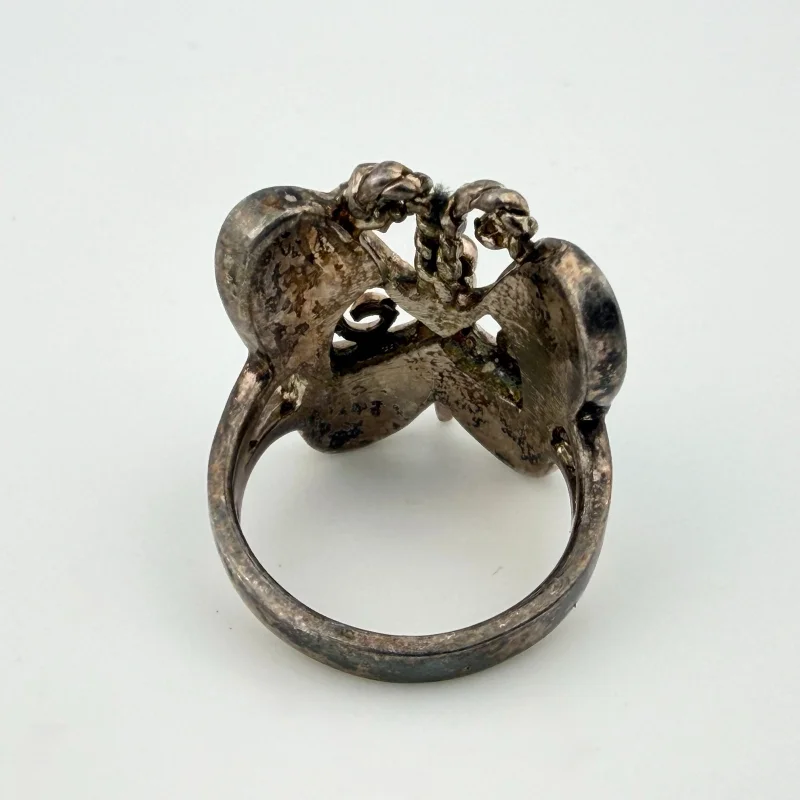 Vintage Southwestern Sterling Silver with Blue Enamel Butterfly Ring Size 7