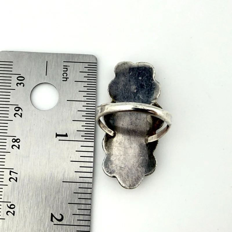 Handmade 925 Sterling Silver Vintage Blue Turquoise Ring Native American Size 10