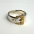 925 Silver Belt Buckle Ring with 14K Gold Buckle Detail and Sapphires - Size 10