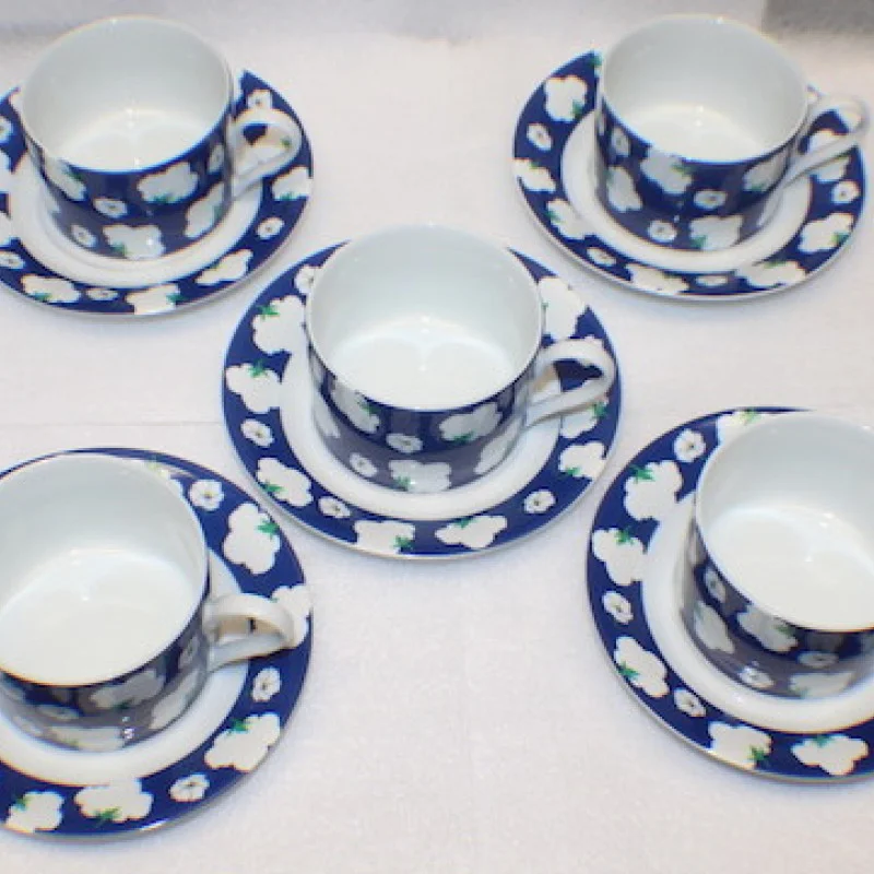 Tiffany & Co Nichimen's 100th Anniv. Porcelain Cup & Saucer 10 Piece Set & BOX