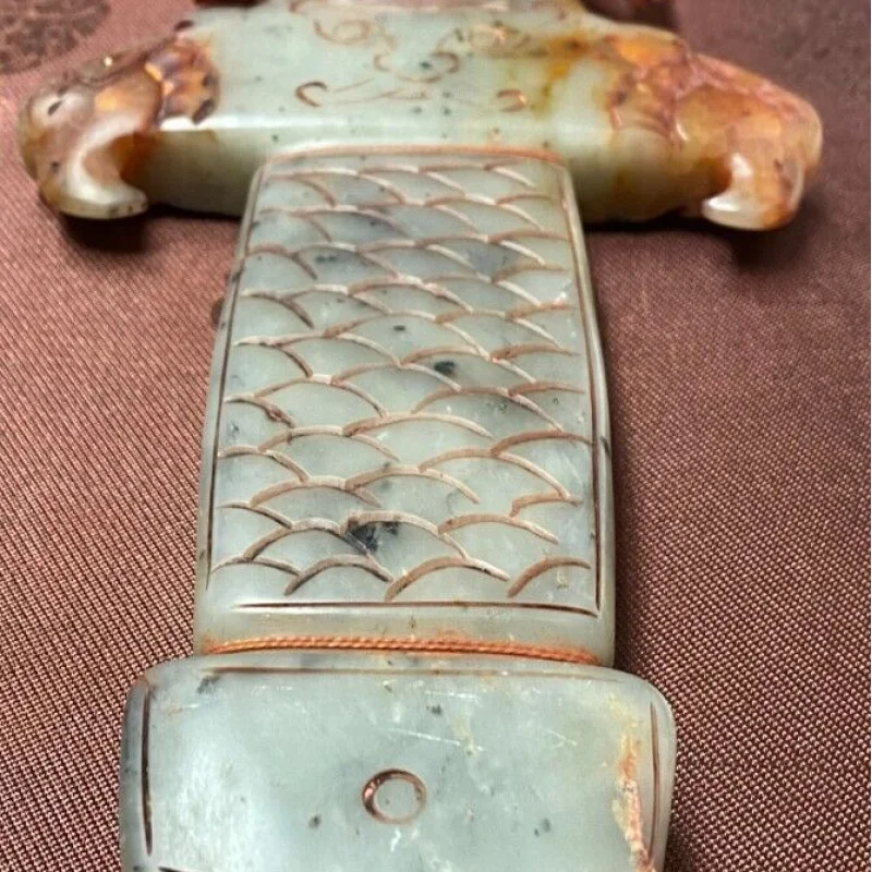 Rare Antique Chinese Hand-Carved Jade Dragon Sword - 26 Inches - Museum-Quality