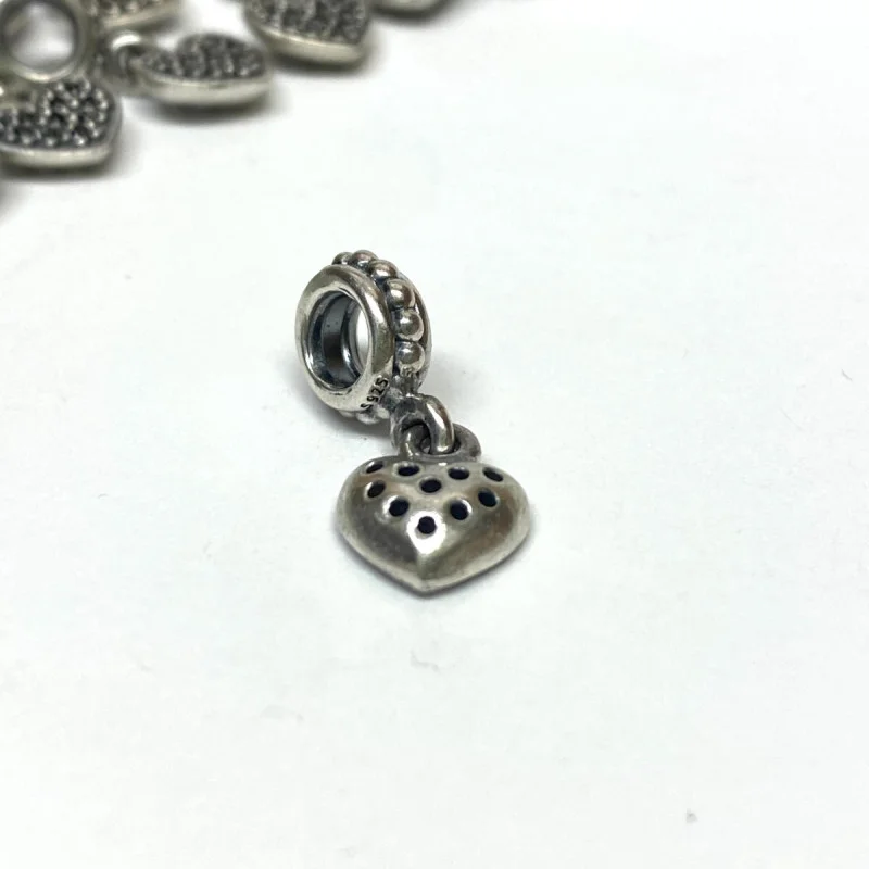 Authentic Pandora Sterling Silver Red CZ Pave Heart Dangle Charm