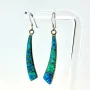 Vintage Dawn Lucas Sterling Silver Opal Inlay Dangle Earrings Marine Mosaic