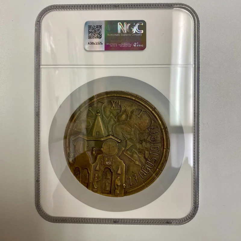1977-Dated Portugal Bronze Caldas Da Rainha 50th Ann J.Norte-(79mm) NGC MS 64