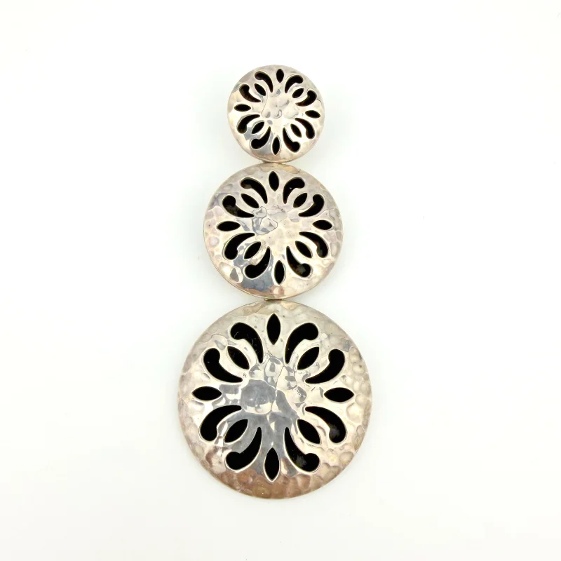 ATI Mexico 925 Hammered Sterling Silver Graduated Circles Flower Pendant