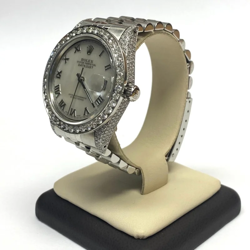 Rolex Datejust 36mm Stainless Steel Watch Diamond Bezel-White Roman Dial