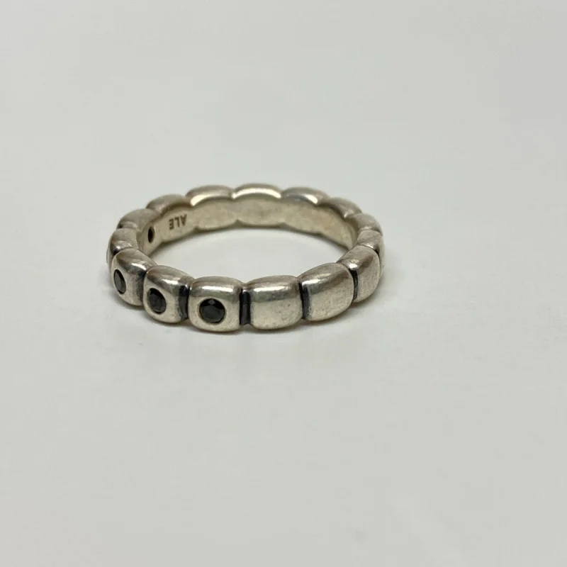 Pandora Band Ring Size 6.5 Black Stone Sterling Silver