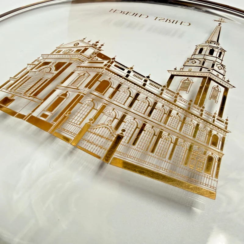 Vintage Orrefors Crystal Sweden Christ Church Limited Edition Plate w/ Box