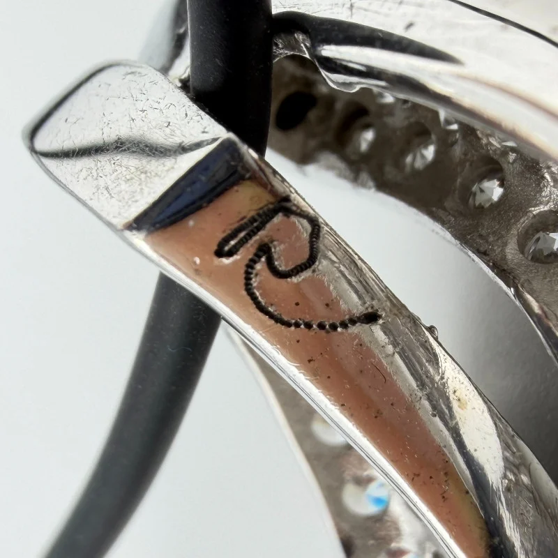 Sterling Silver Two-Tone CZ Teardrop Pendant Necklace on Rubber Cord