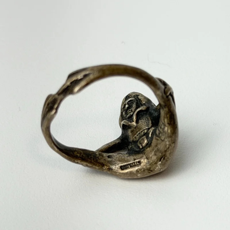 JAMES YESBERGER VINTAGE 70'S STERLING SILVER FROG/PRINCE RING SIZE 8