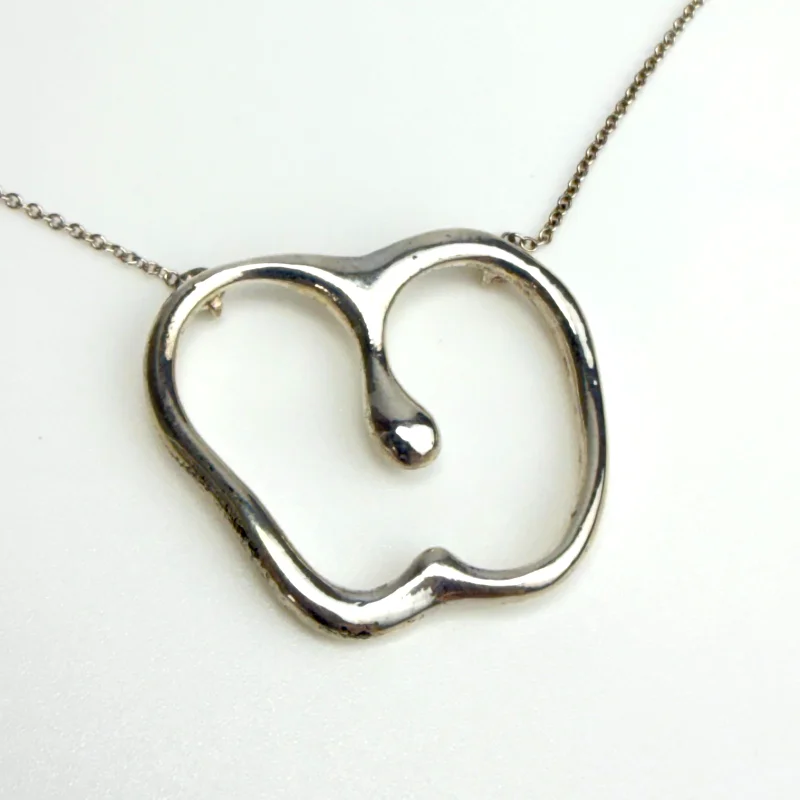 Tiffany & Co Sterling Silver Necklace Large Apple Elsa Peretti 16" Length Chain