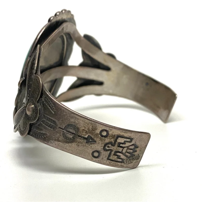 Vintage Cuff Bracelet Bell Sterling with Turquoise