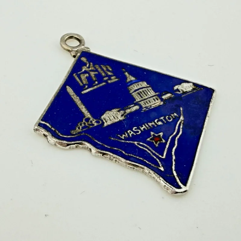 Sterling & Enamel WASHINGTON DC Vintage Estate Charm - State Souvenir