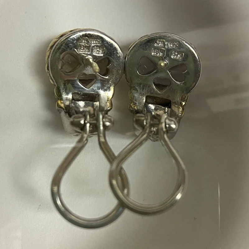  18K Judith Ripka  Designed With Sterling Silver  925 & Gemstone Earrings