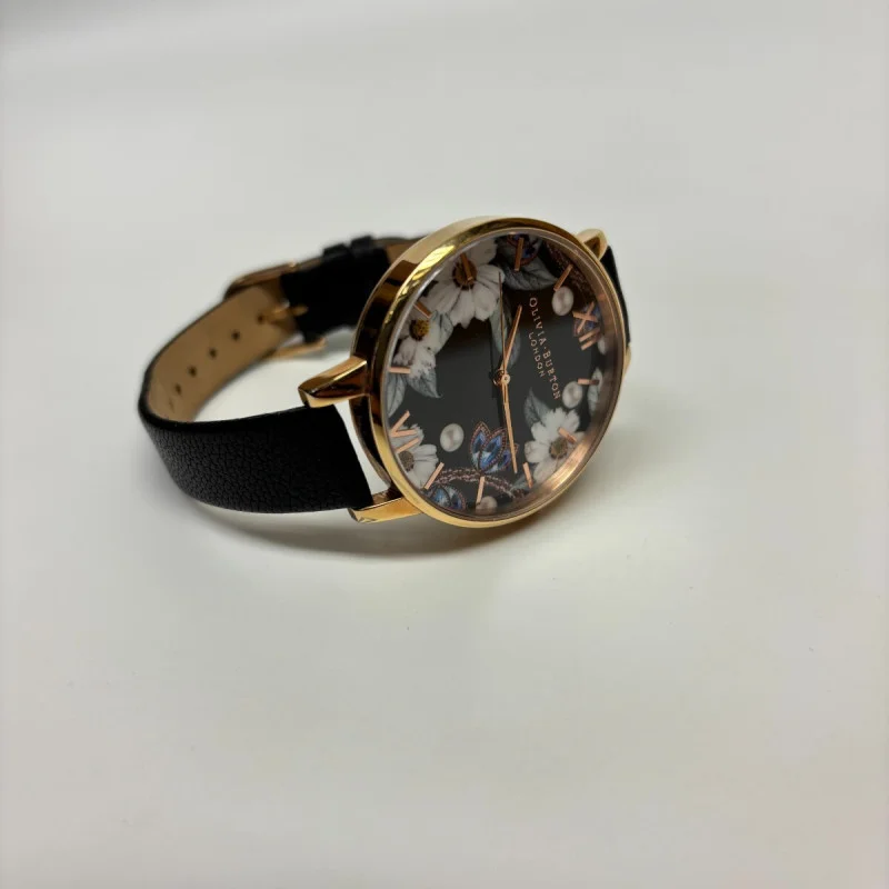 Olivia Burton Bejeweled Florals Leather Strap Watch