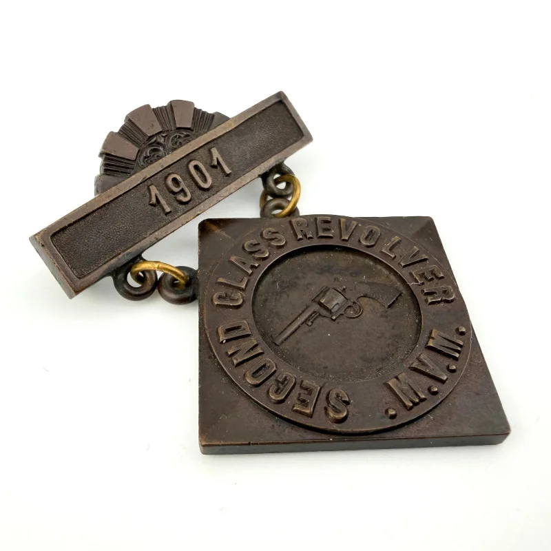 1901 US Pre WWI Massachusetts Volunteer Militia Revolver Shooting Badge