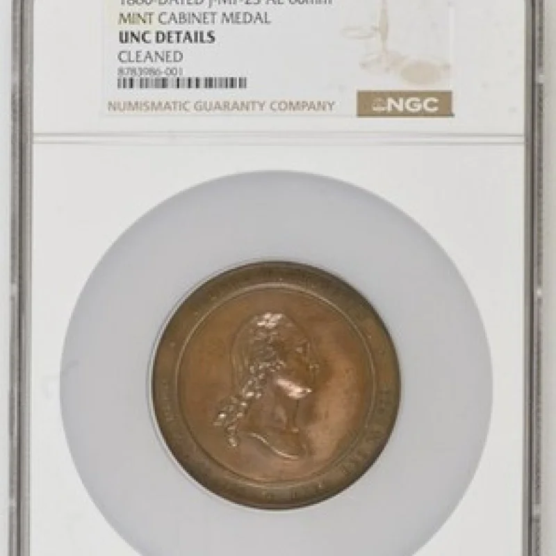 1860 George Washington Mint Cabinet Medal J-MT-23 60mm NGC UNC Details