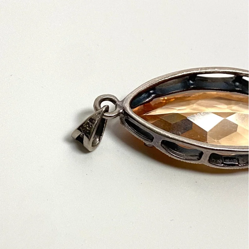 Sterling Silver Glass and Marcasite Stones Pendant
