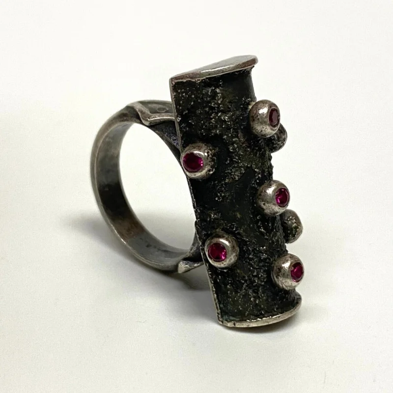 Vintage Ruby & Sterling Silver Cocktail Ring