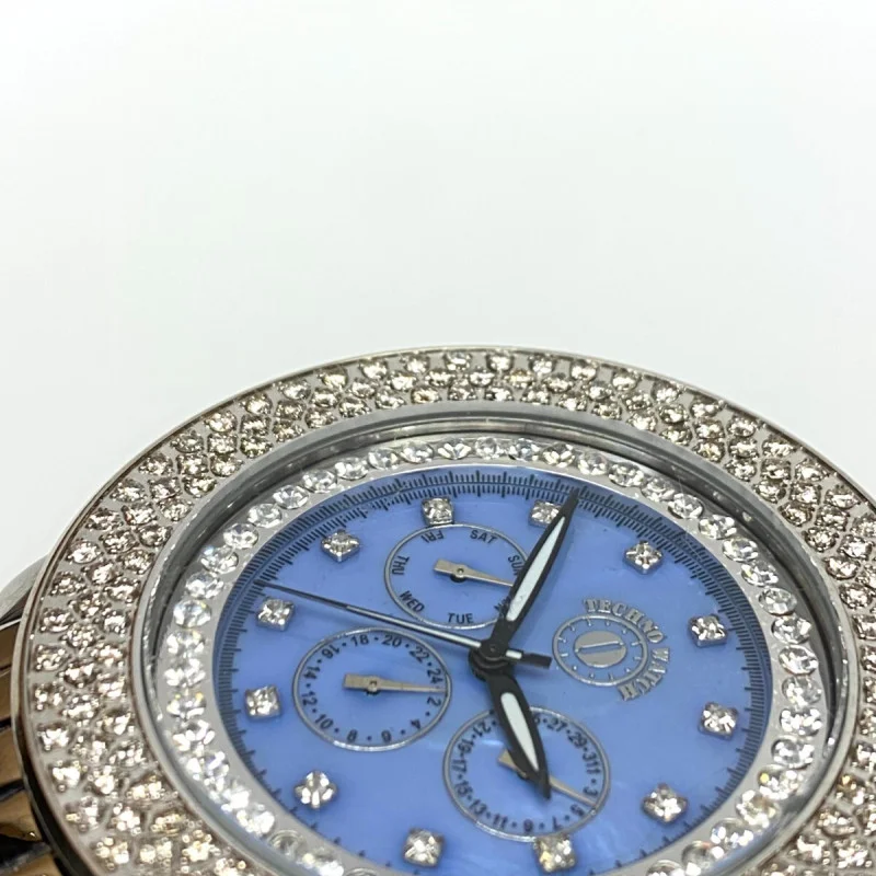 Techno Watch Blue Dial with 4ct Diamonds, 50 mm