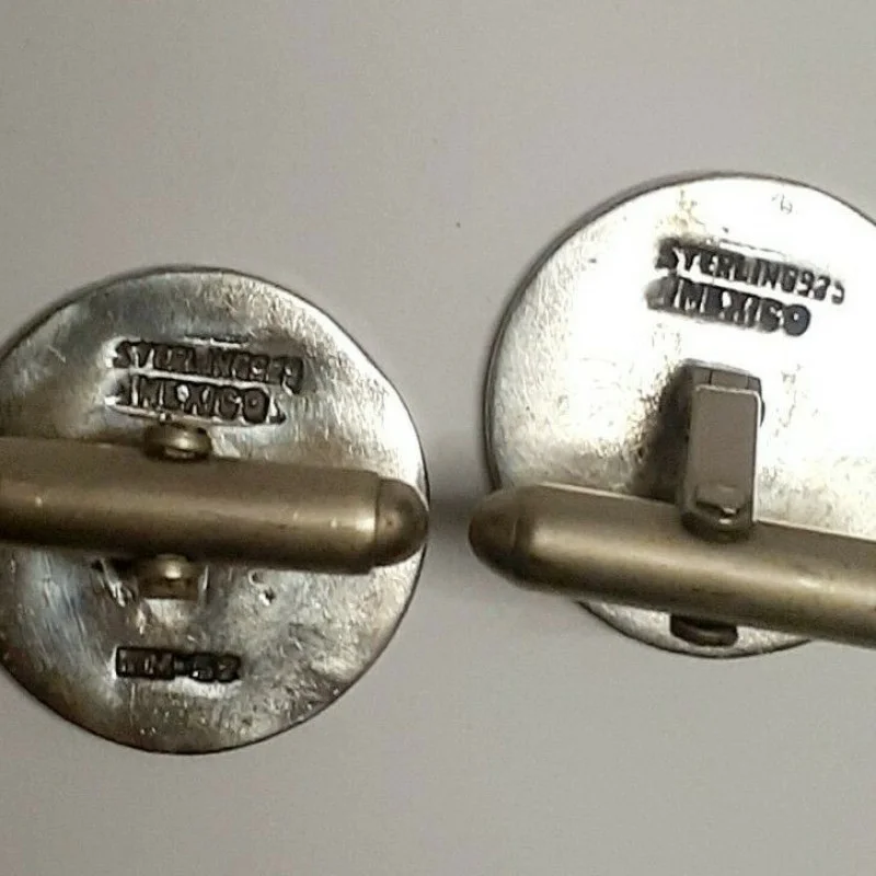 Antique Woman Face Eyes Closed Sterling Silver Cufflinks Made In Mexico